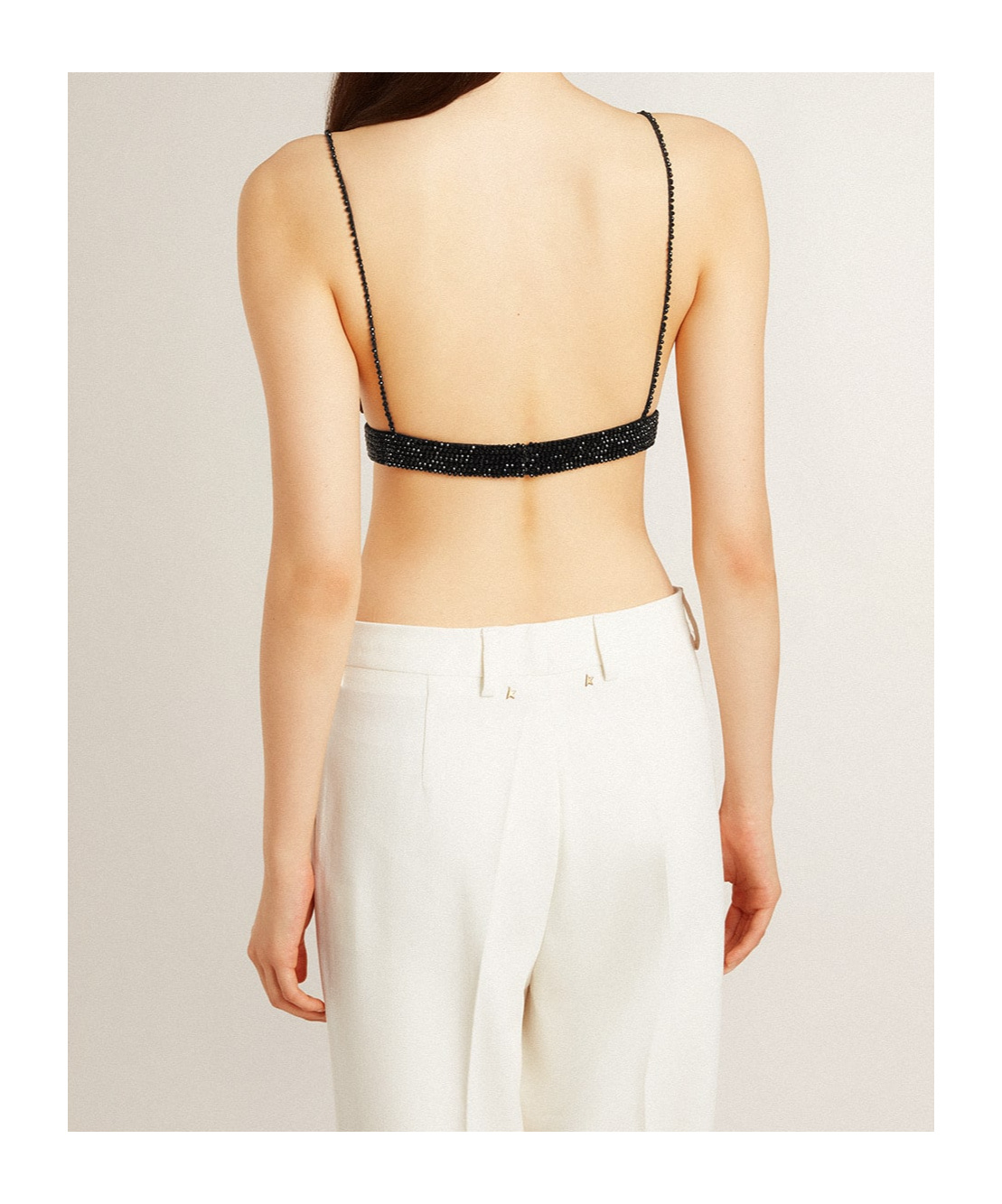 Golden Goose Crystal Braided Beaded Top In Black