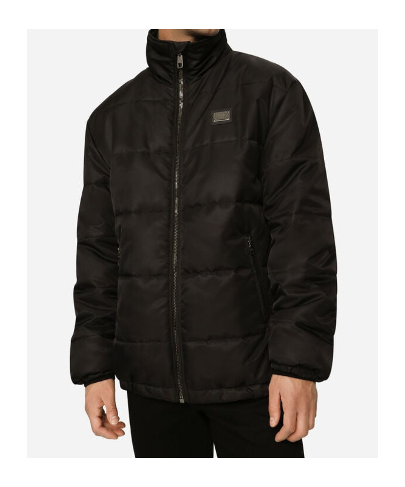 Dolce & Gabbana Nylon High-necked Jacket With Branded Tag In Black