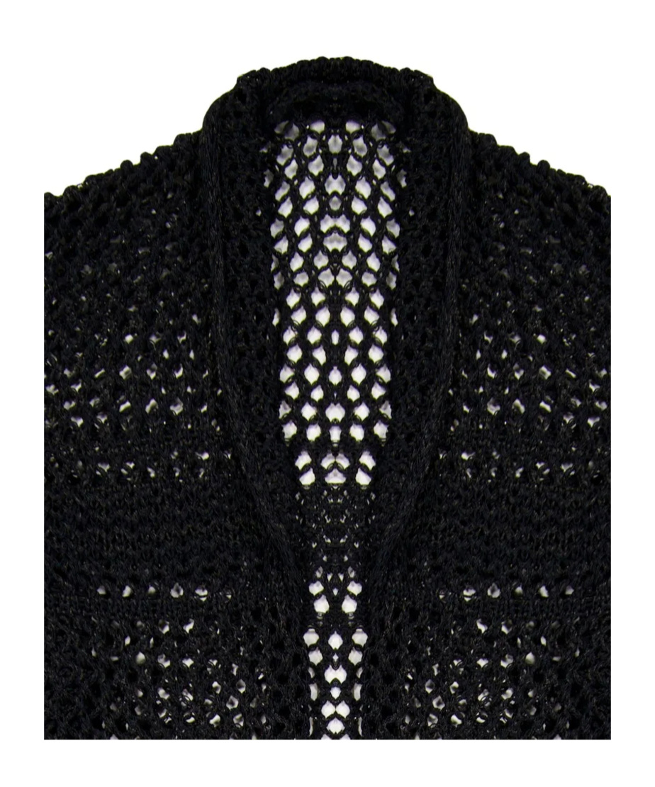 Laneus Oversize Open-knit Cardigan In Black