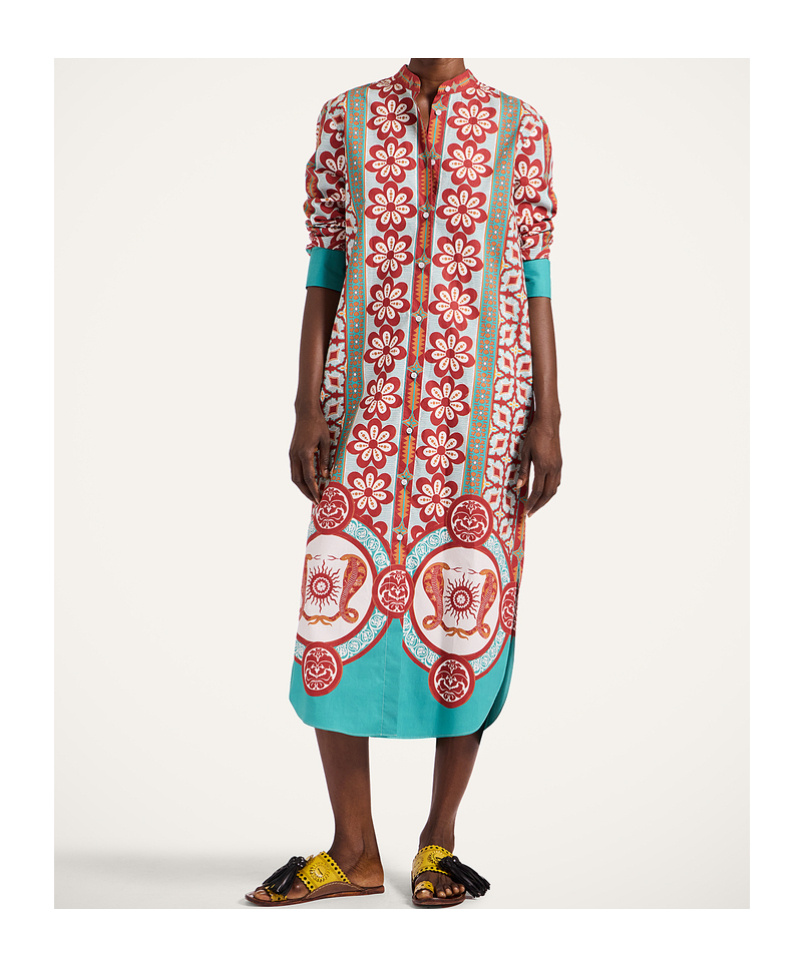 La Doublej Cotton Poplin Dress In Multi