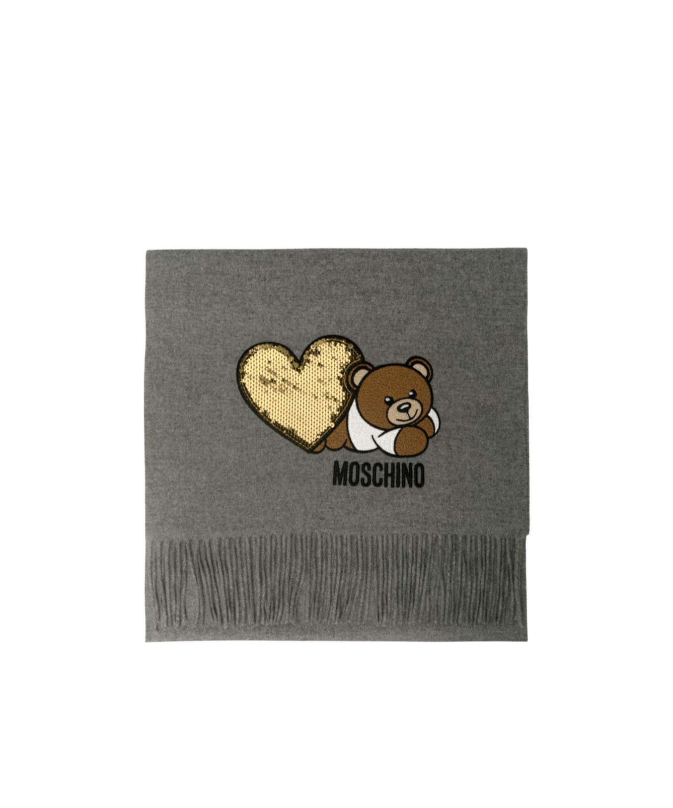 Moschino Fringed Scarf In Gray