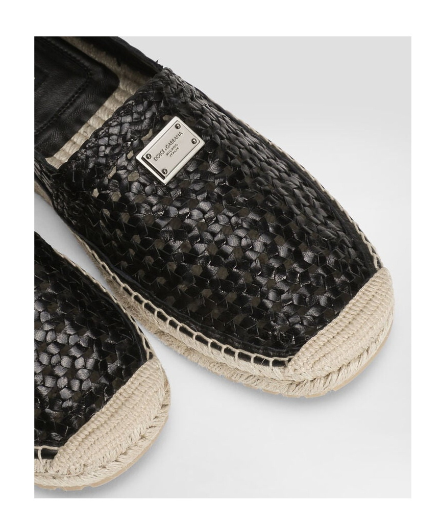 Dolce & Gabbana Calfskin Espadrilles In Black
