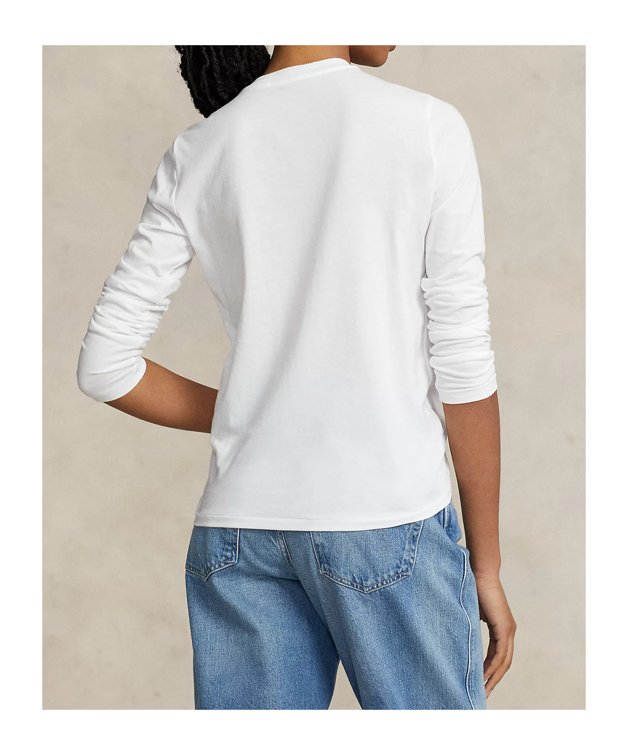 Polo Ralph Lauren Round Collar And Long-sleeved T-shirt In White
