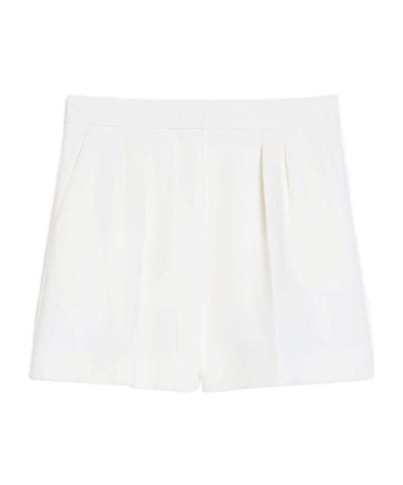 Max Mara Wide-leg Wool Shorts In White