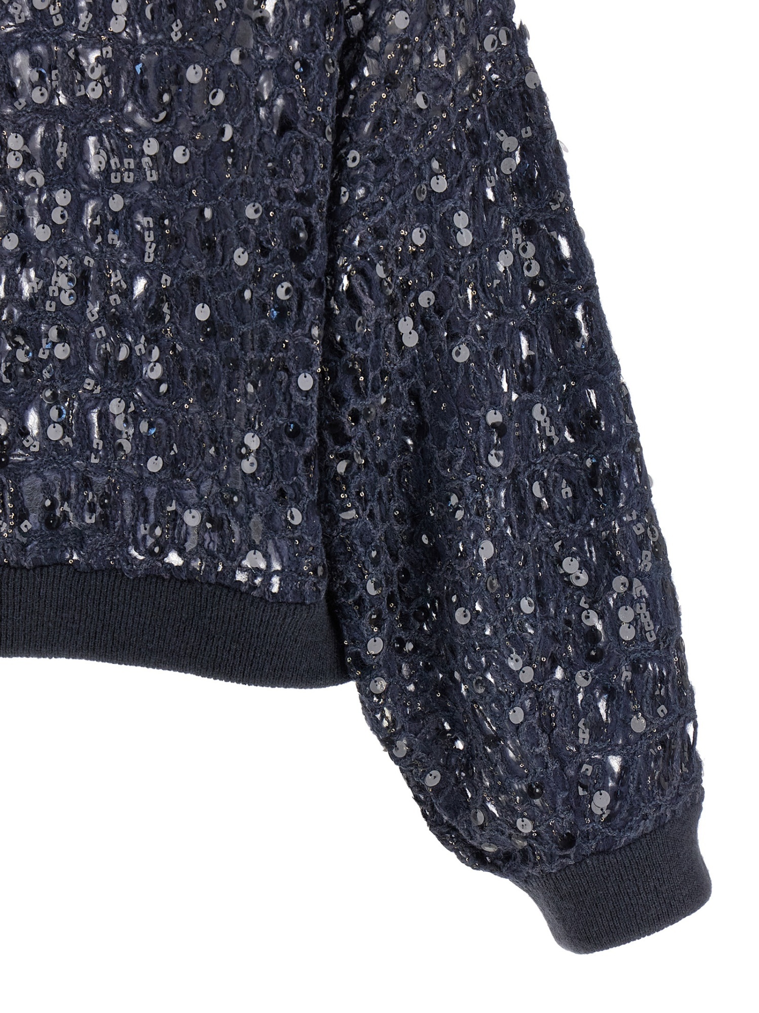 Brunello Cucinelli Dazzling Croc Embroidery Sweaters And Cardigans Blue In Blue