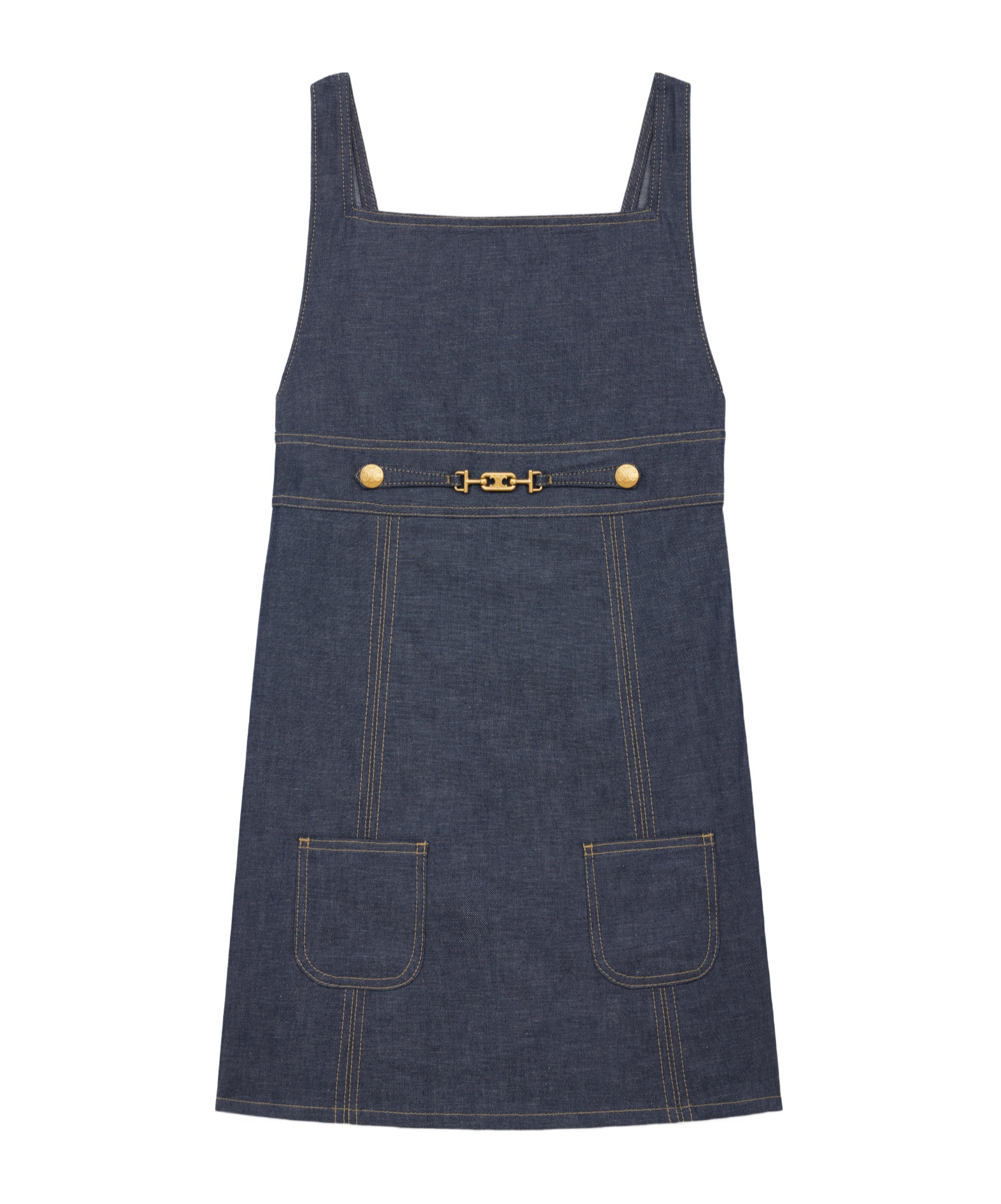 Celine Empire Unwashed Denim Mini Dress In Original Indigo