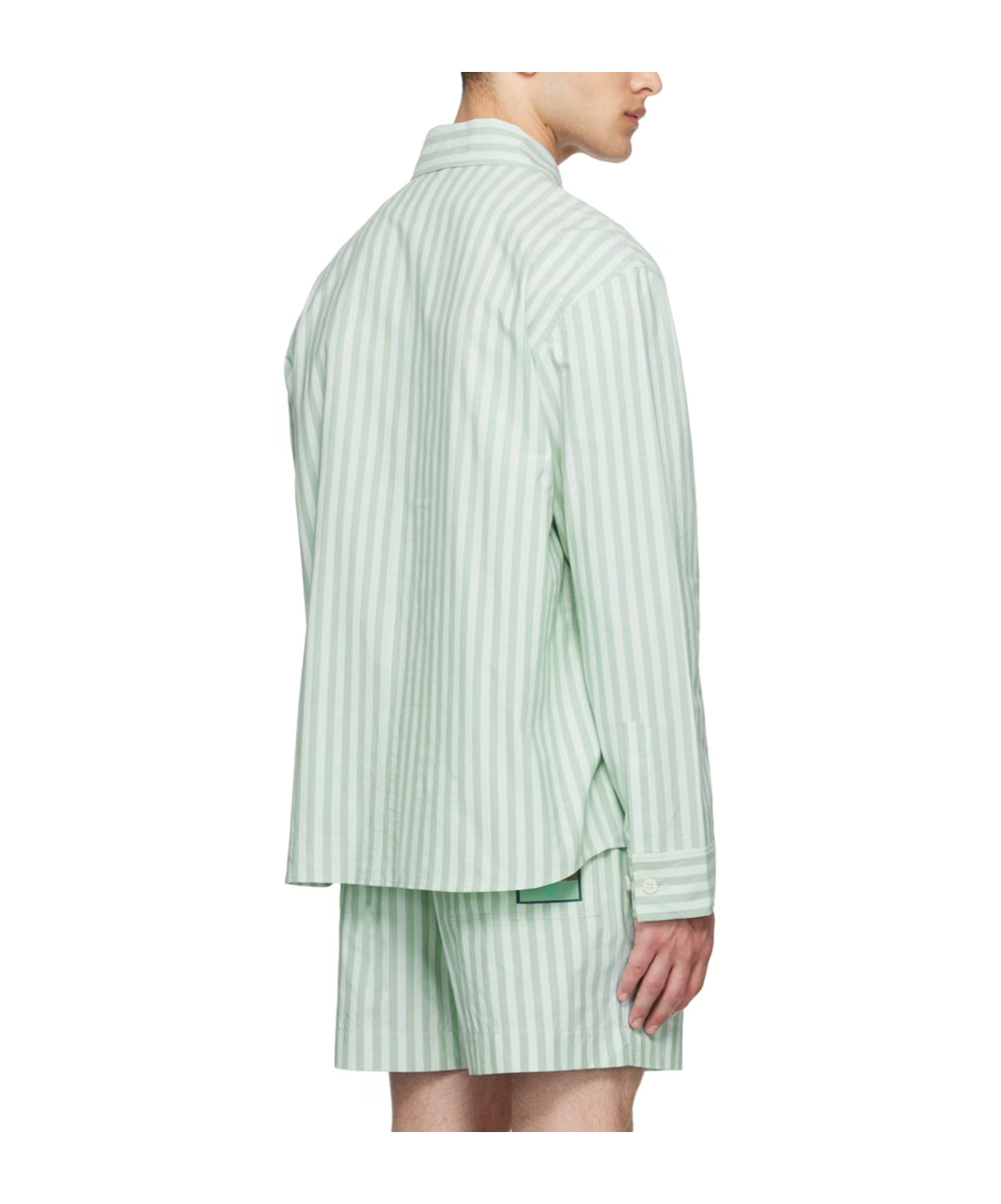 Maison Kitsuné Green Striped Shirt In White