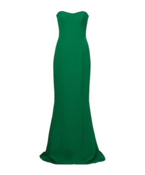 Safiyaa London Angelina Strapless Crepe Gown In Green