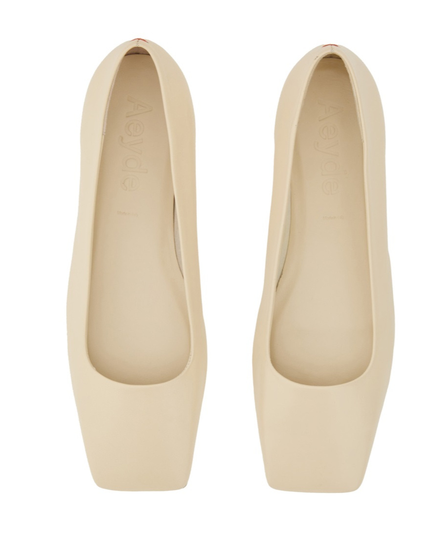 Aeyde Matti Leather Ballerina Shoes In Metallic