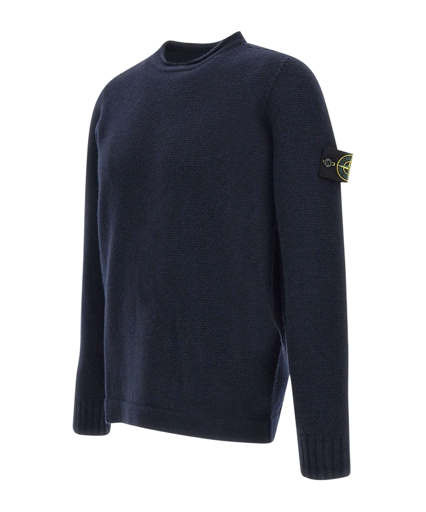 Stone Island Round-collar And Long-sleeved Sweater In Blue