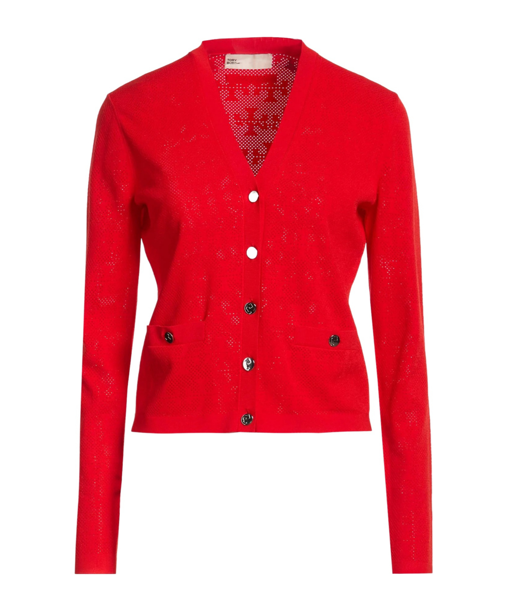 Tory Burch Solid-color Lightweight Knit Cardigan In Red