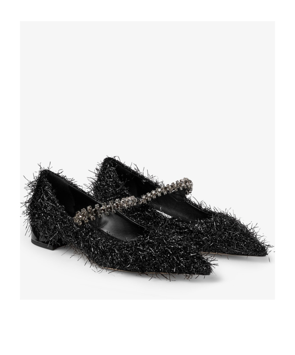 Jimmy Choo Bing Feather-embellished Ballet Flats In Black