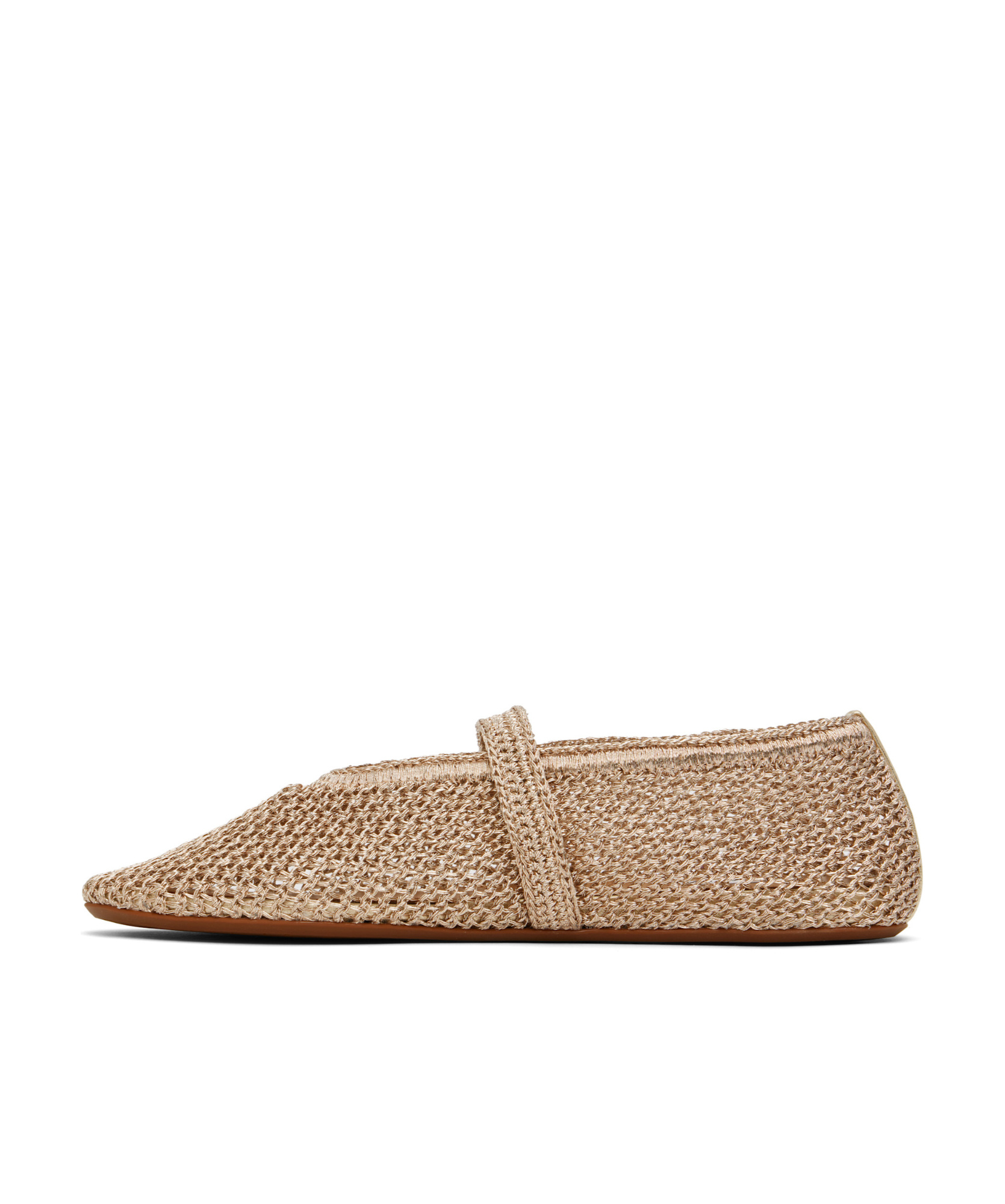 Shop Alaïa Buckled Knitted Ballet Flats In Nude