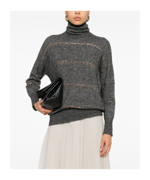 Brunello Cucinelli Sequin-embellished Knitted Jumper In Black