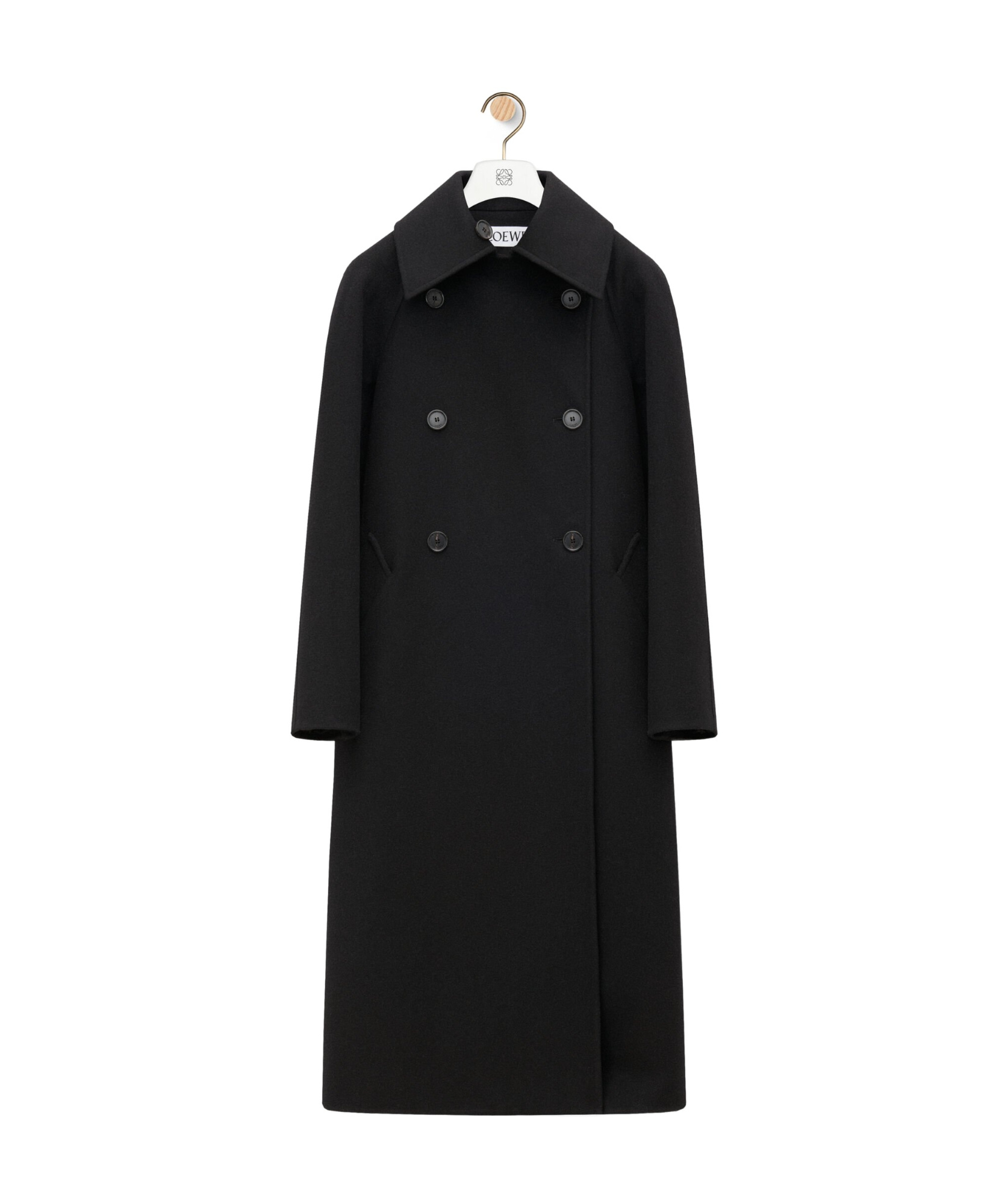 Loewe Wool-cashmere Double-breasted Coat In Black