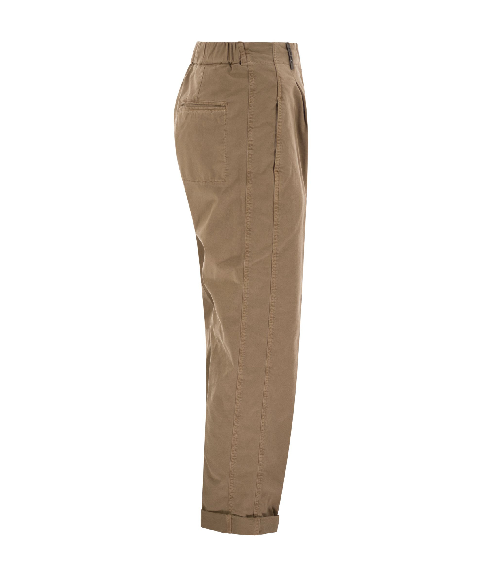 Peserico Women Garment Dyed Stretch Cotton Gabardine Trousers In Brown