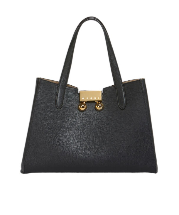 Shop Marni Black Leather Trunkaroo Tote Handbag