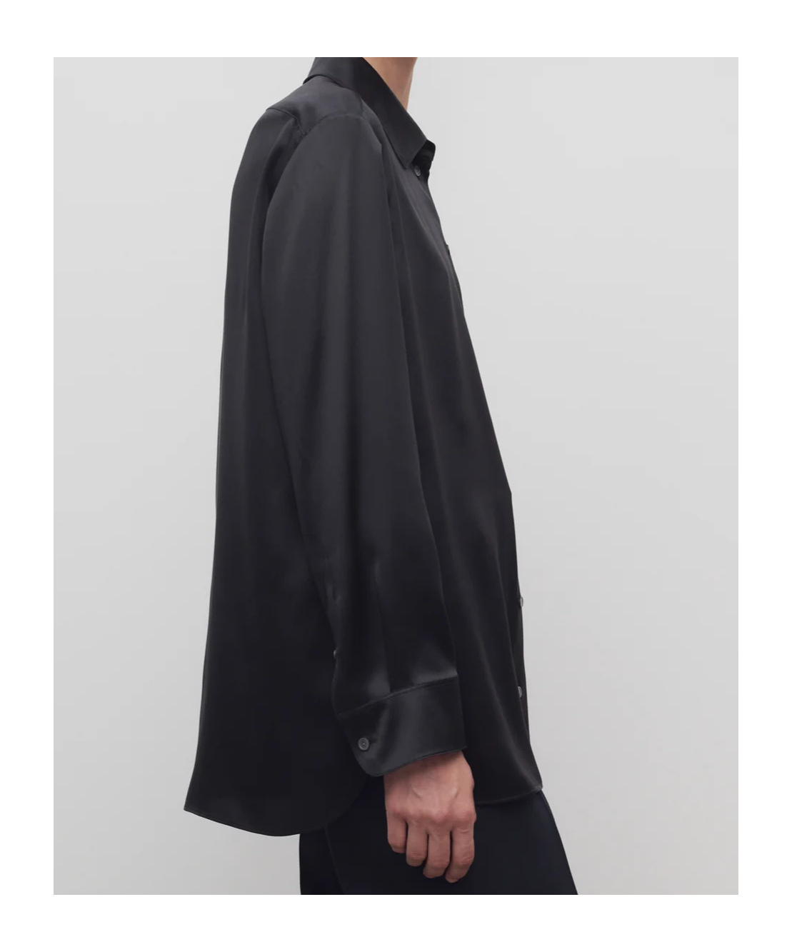 The Row Sisilia Oversized Silk Satin Shirt In Black