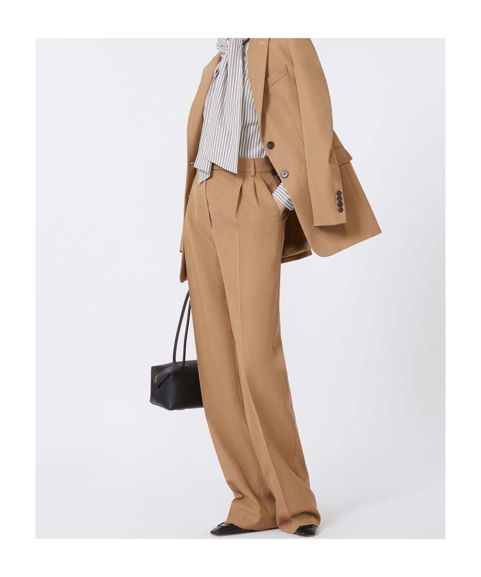 Max Mara Wool Wide-leg Trousers In Brown
