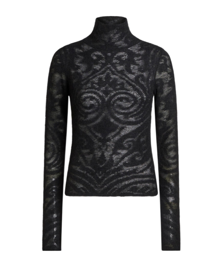 Etro Roll-neck Jacquard Sweater In Black