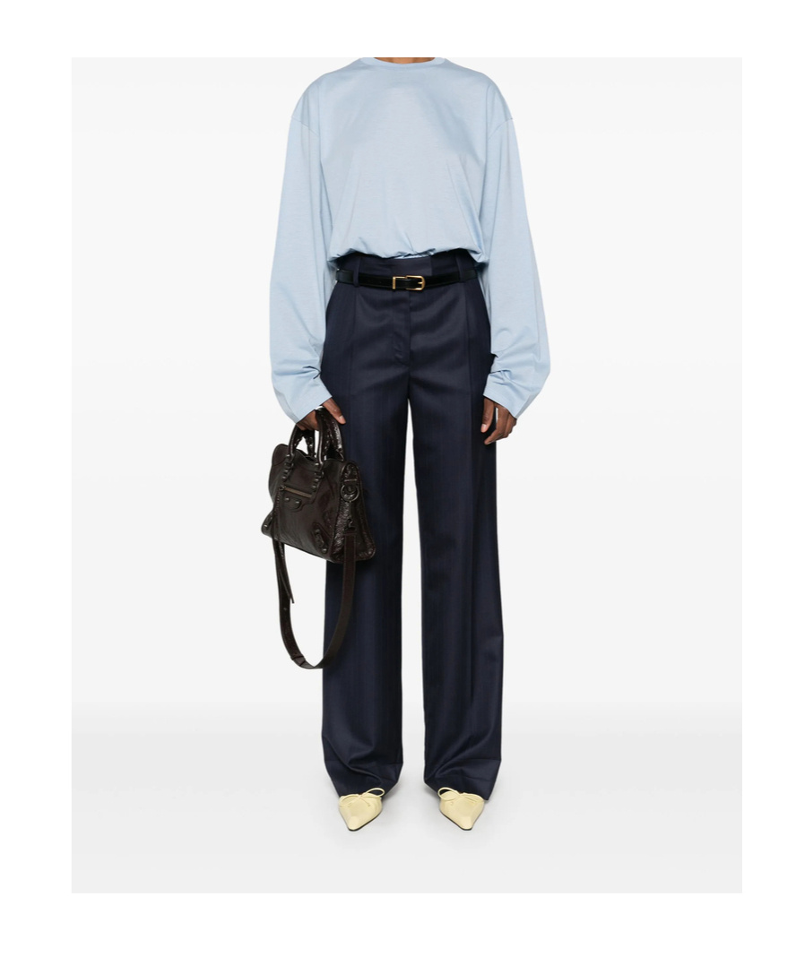 Prada Light Blue Sweater With Elastic Hem In Blue