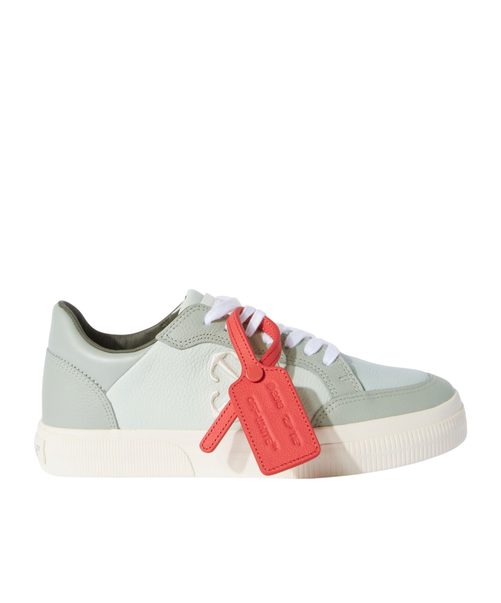 Off-white Green New Low Vulcanized Calf Leather Sneakers In White