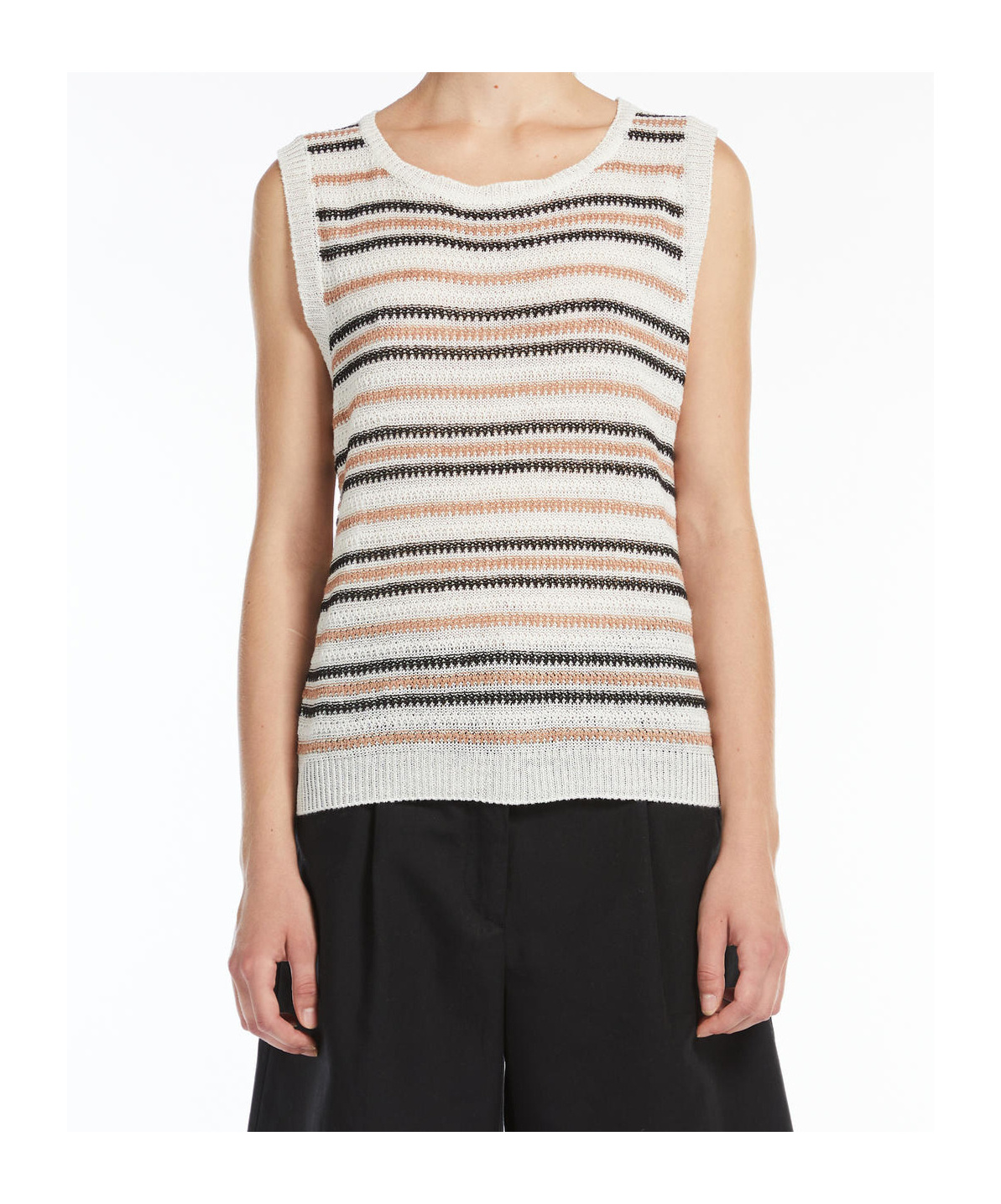 Weekend Max Mara Ciad Stripe Sleeveless Linen Sweater