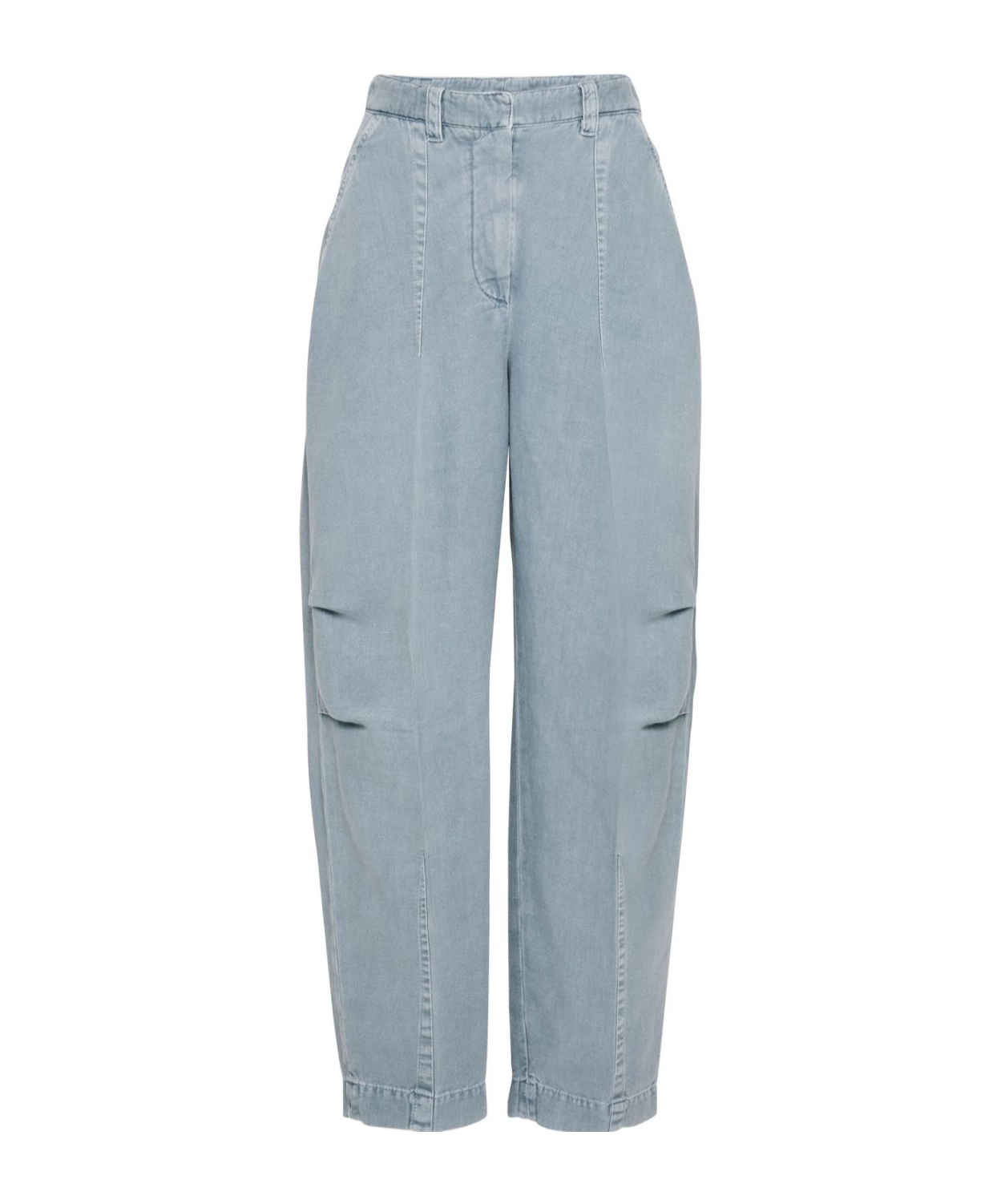 Brunello Cucinelli Women's Garment Dyed Cotton And Linen Cover Ergonomic Chino Trousers In Blue