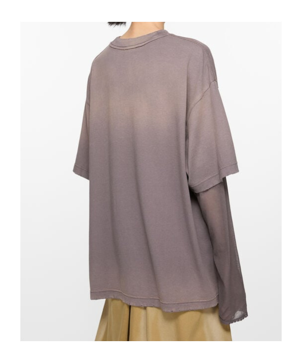 Acne Studios Purple Layered Print T-shirt In Gray