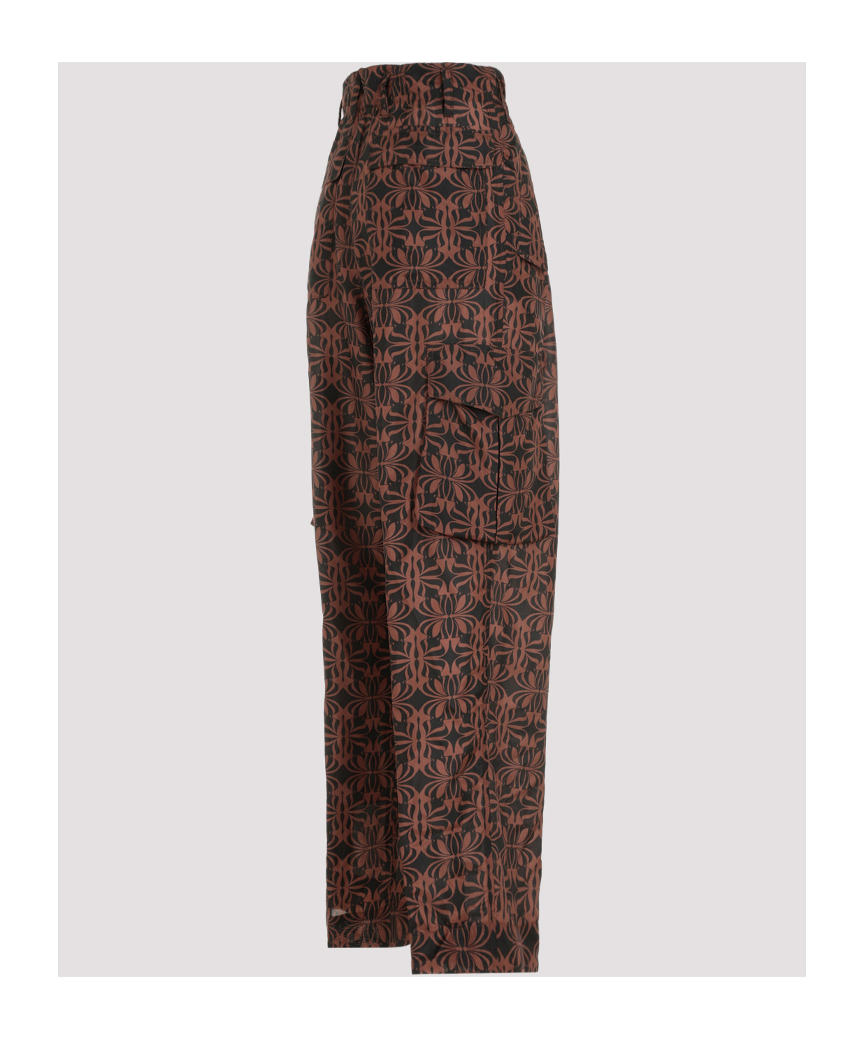 DRIES VAN NOTEN ABSTRACT-PRINT SILK CARGO PANTS 