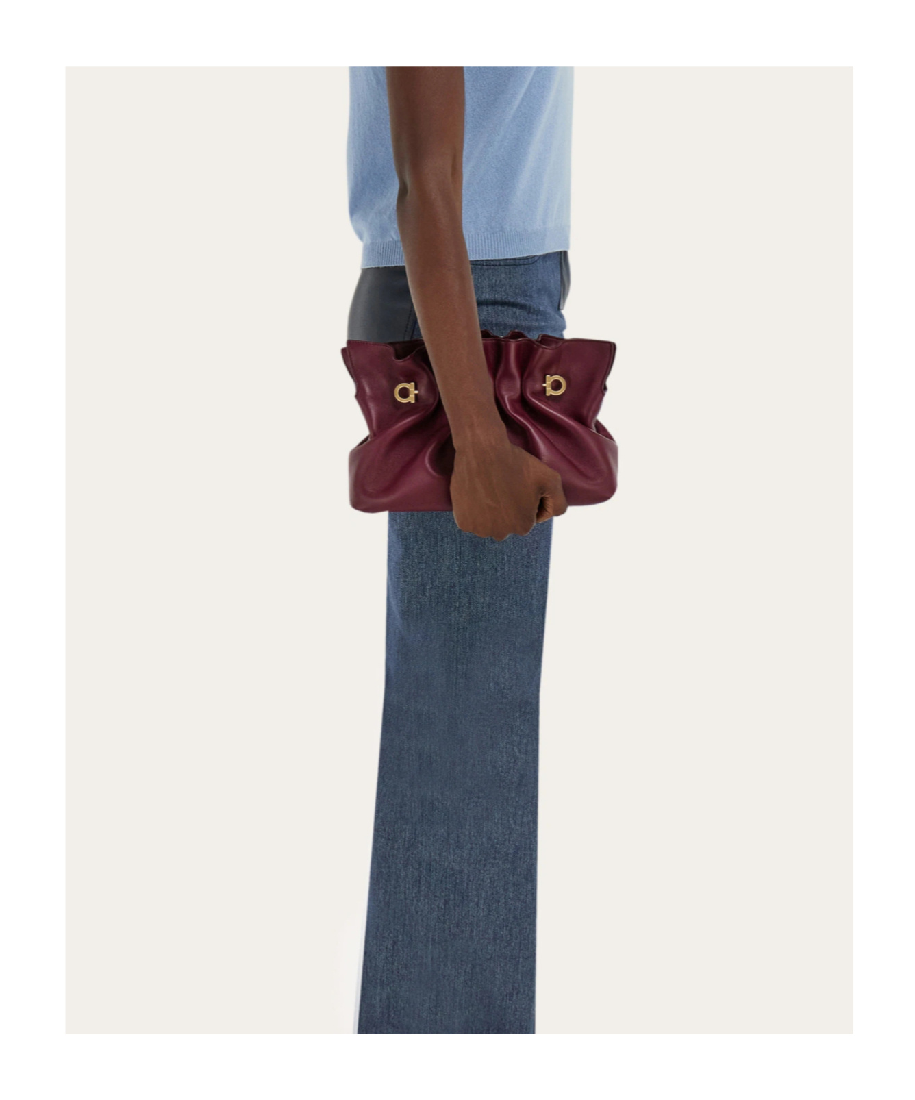 Ferragamo Small Double-gancini Gathered Shoulder Bag In Purple