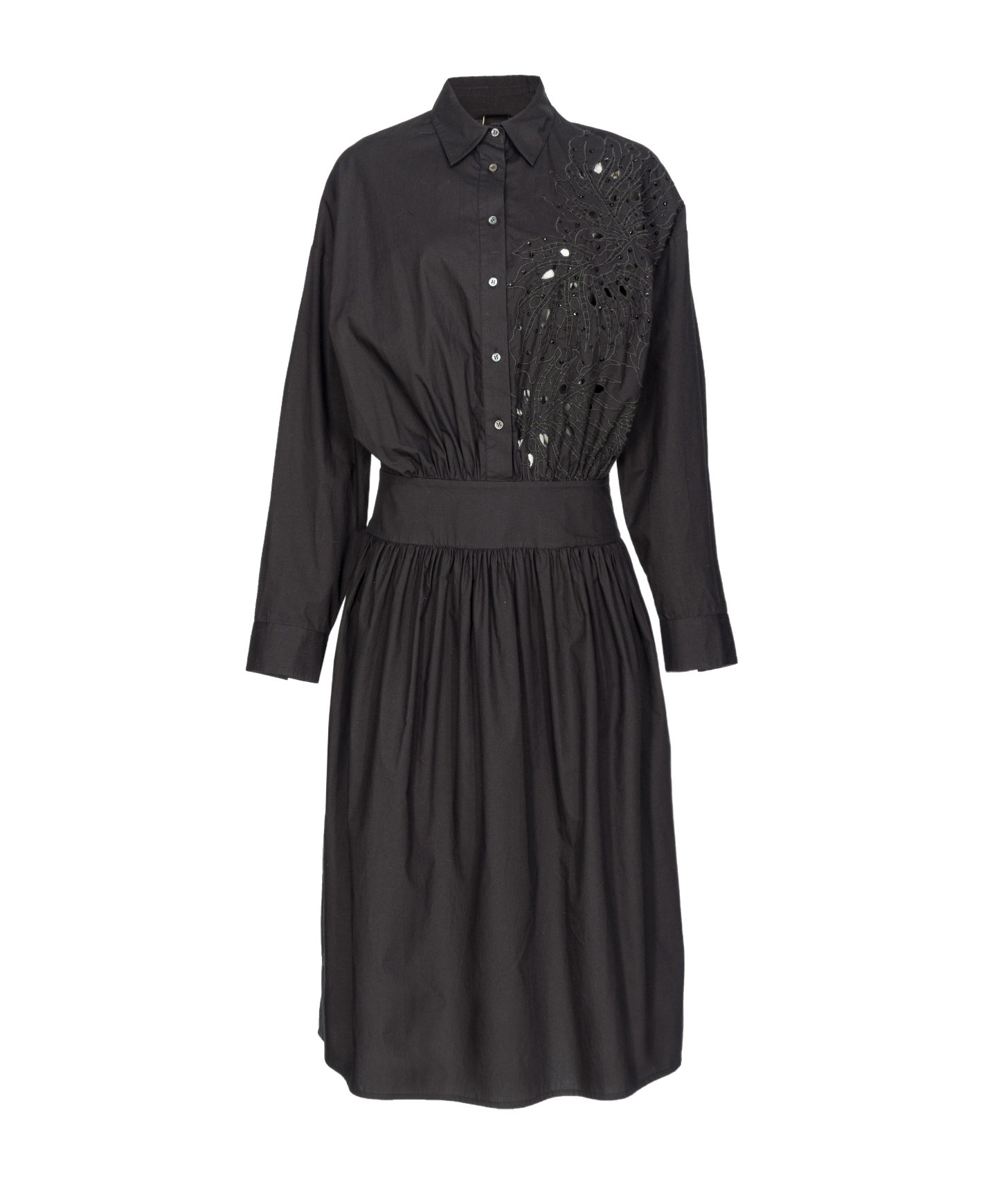 Pinko Cotton Midi Dress In Black