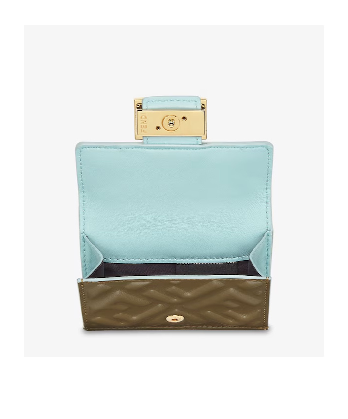 Fendi Compact Three-fold Baguette Wallet In Green