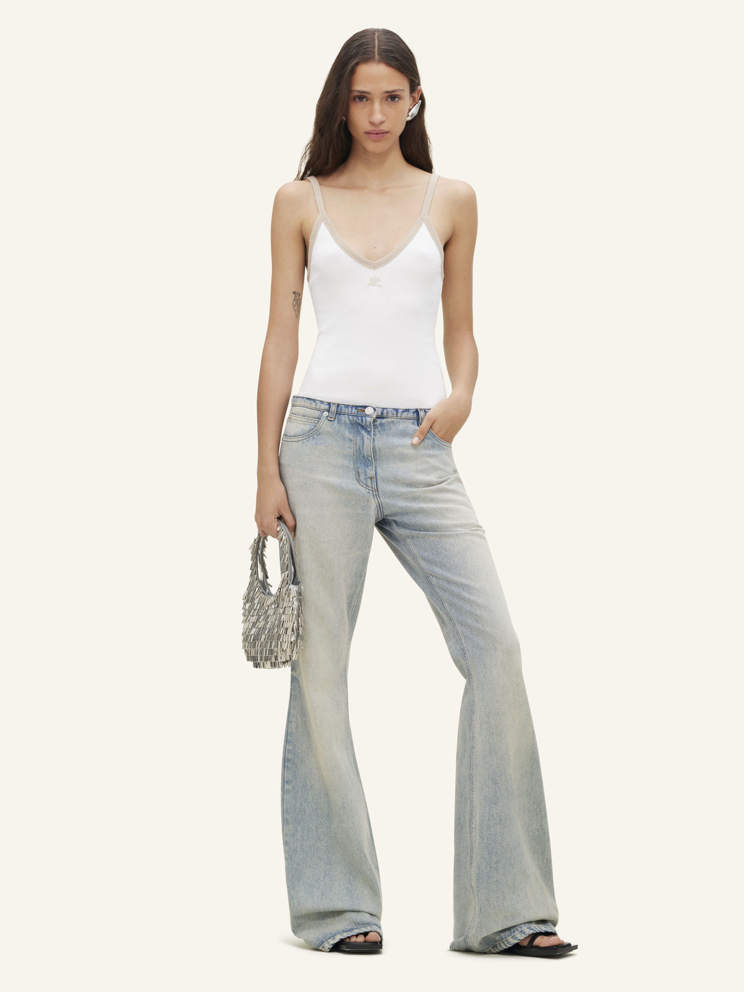 Courrèges Contrast-trim Cotton Tank Top In White