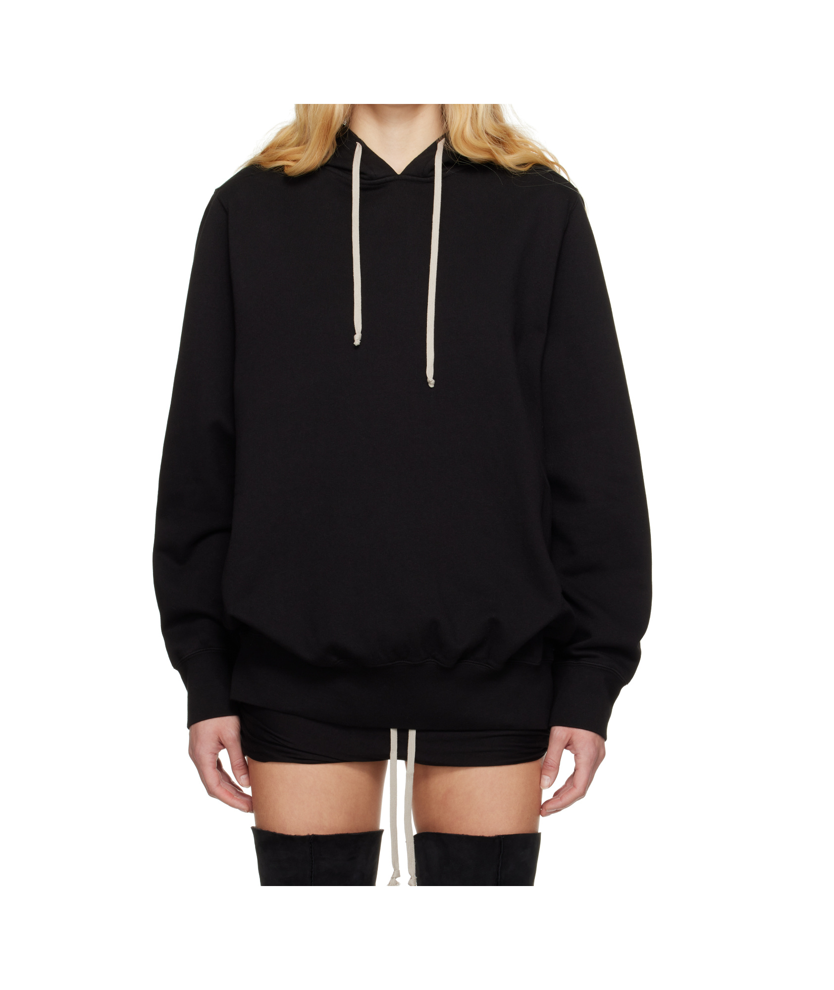 Rick Owens Drkshdw Black Hollywood Oversized Hoodie In Black