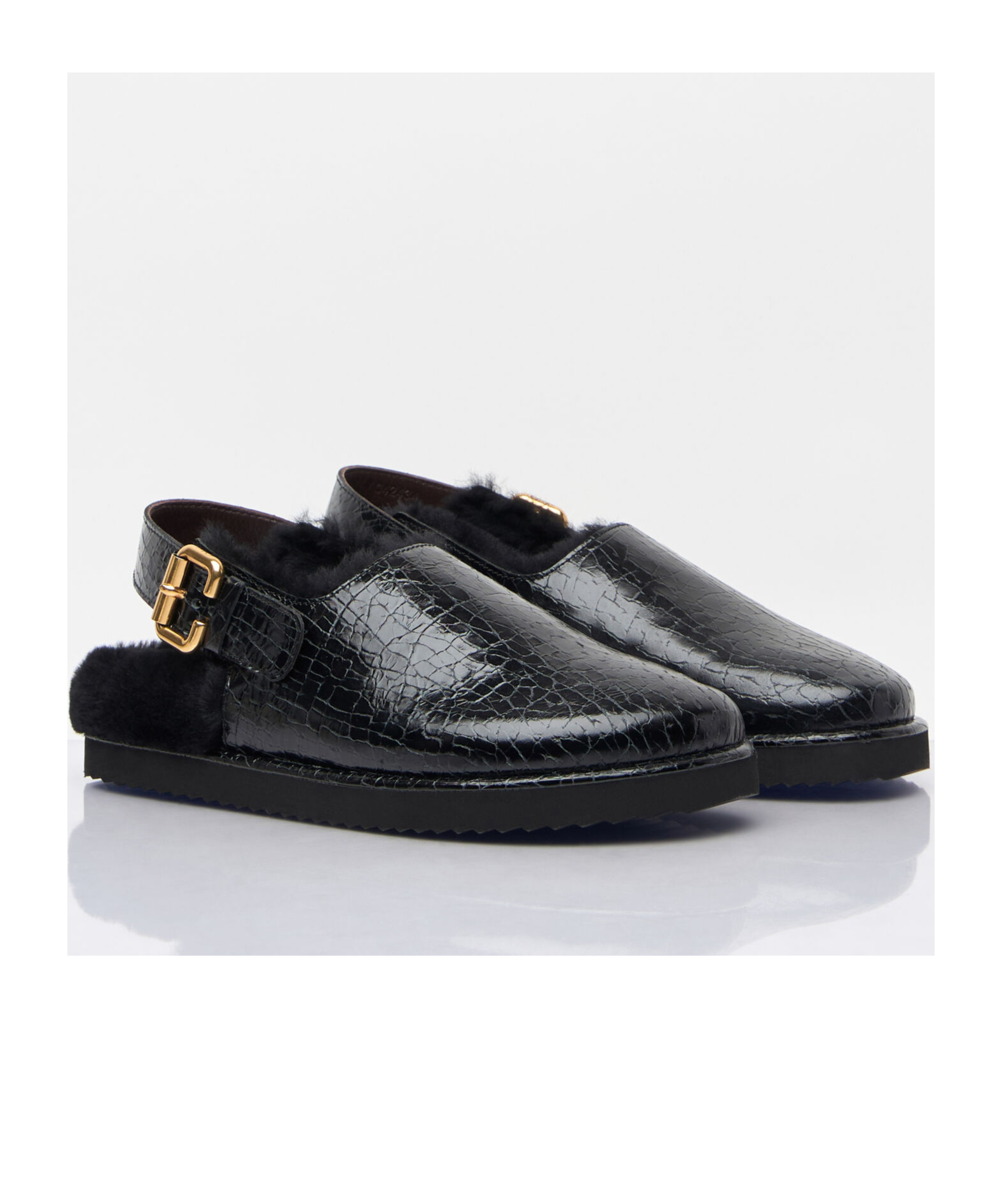 Chloé Cracked Leather Mule In Black