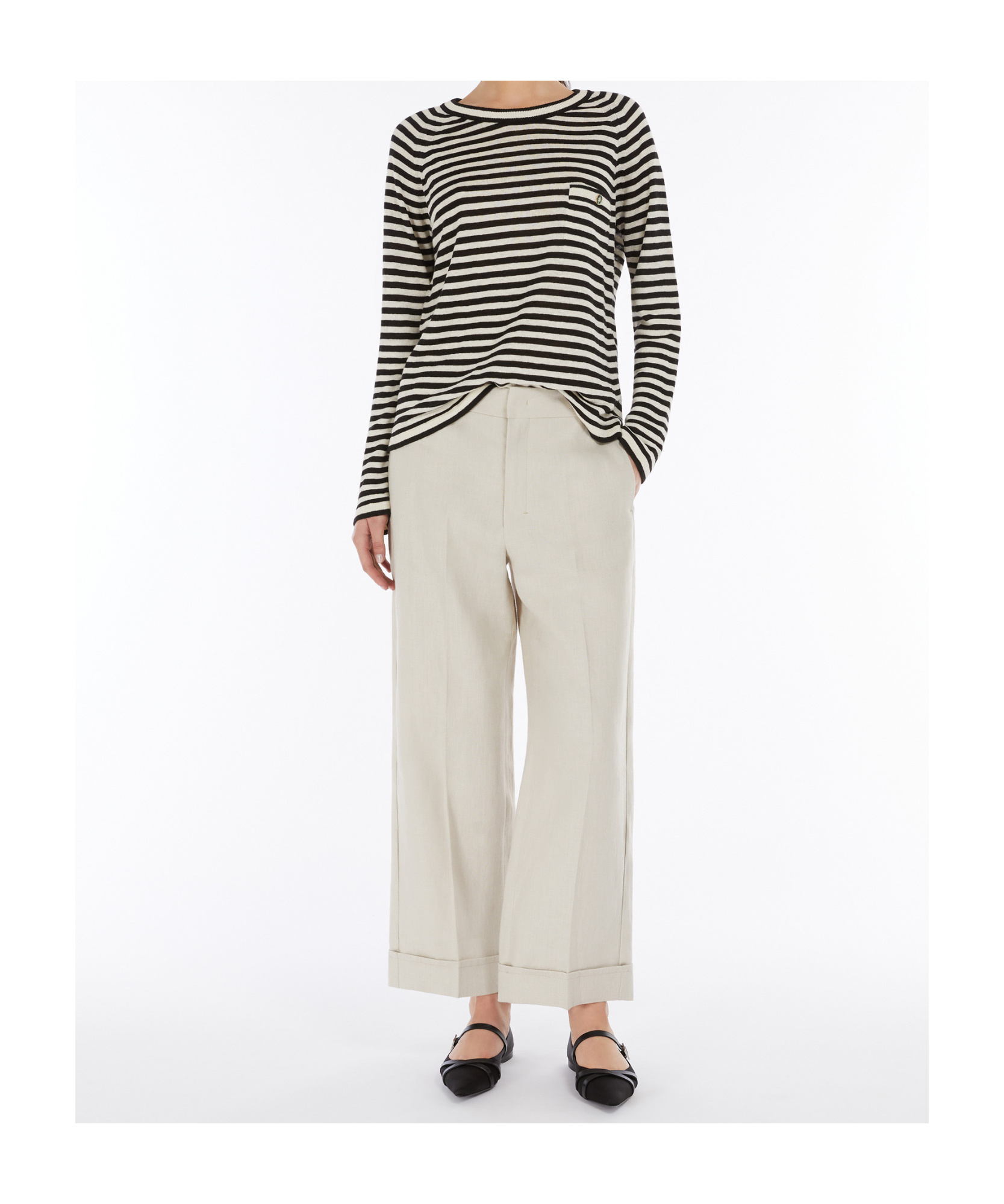 Shop Max Mara Striped Linen Yarn Sweater