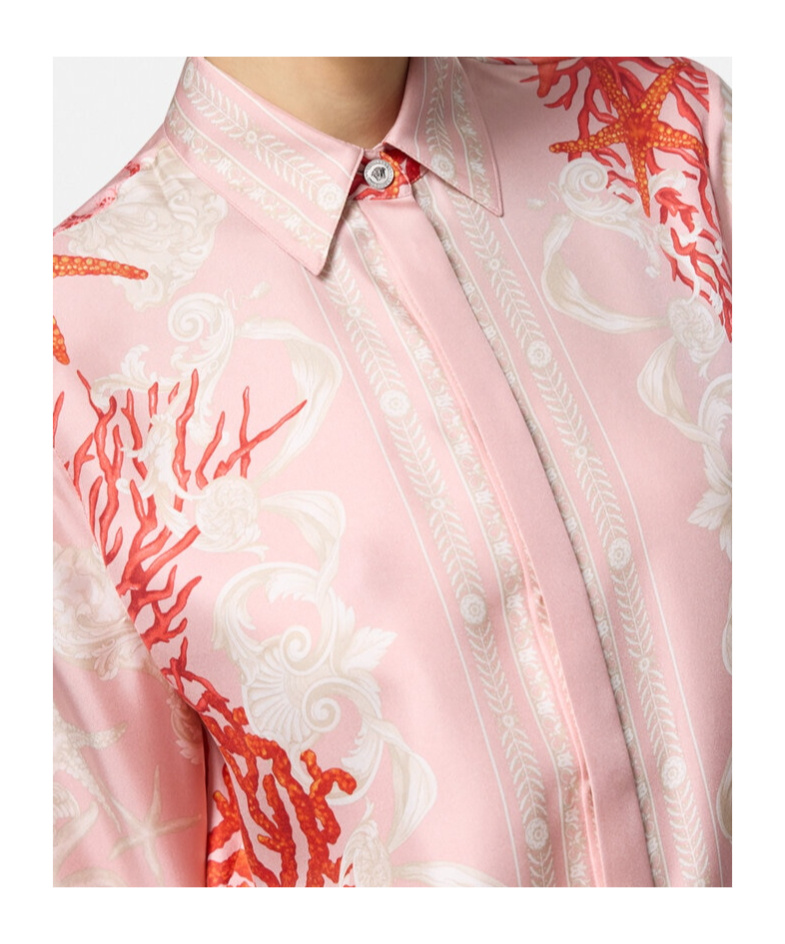 Versace Women Shirt Baroque Sea In Pink