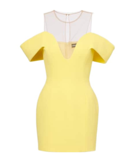David Koma Off-shoulder Wool Crêpe Minidress In Yellow
