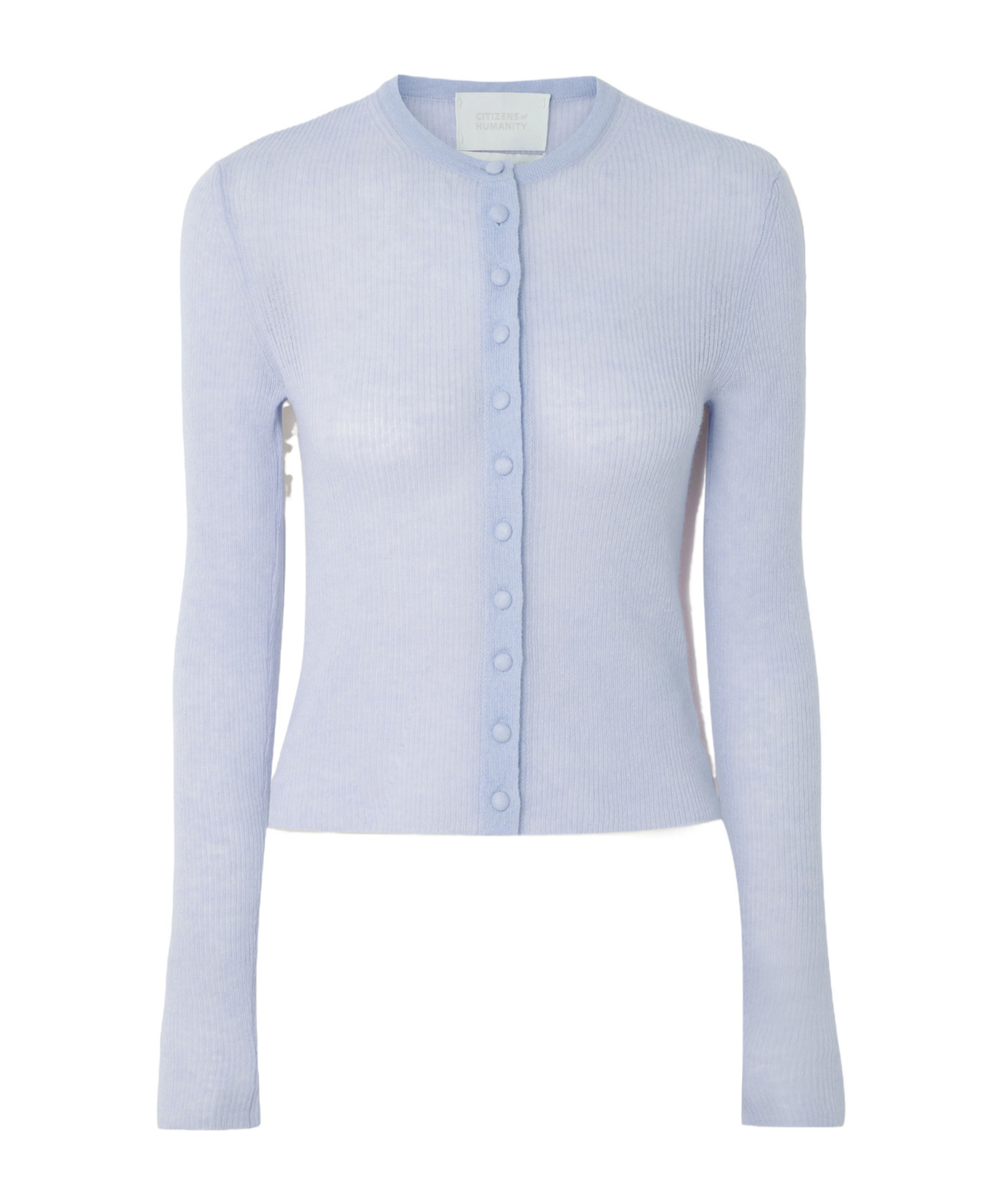 Citizen Of Humanity Tabitha Cropped Ribbed Wool And Cashmere-blend Cardigan In Blue