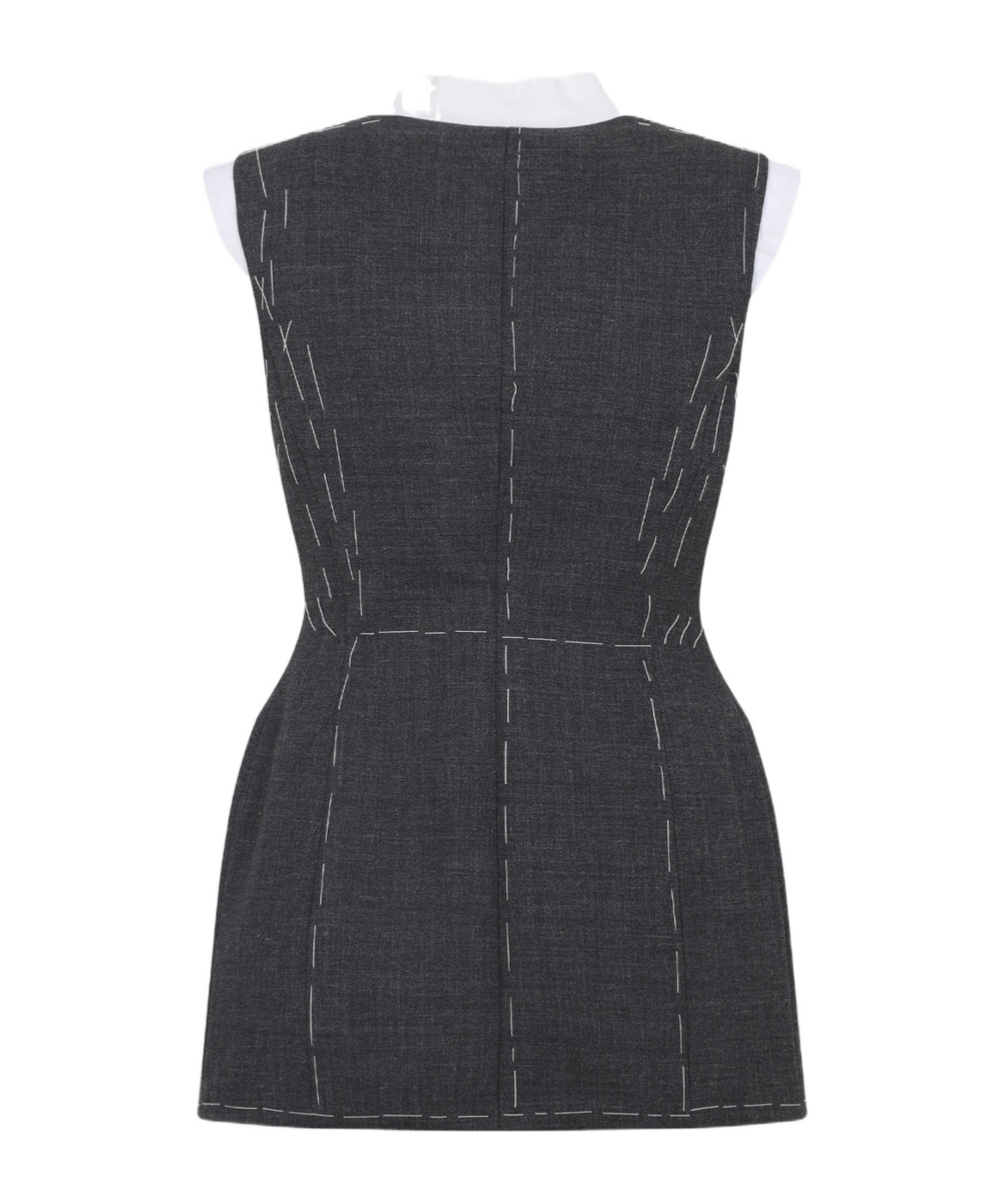 Moschino Sleeveless Wool Vest Tailored Stitching In Black