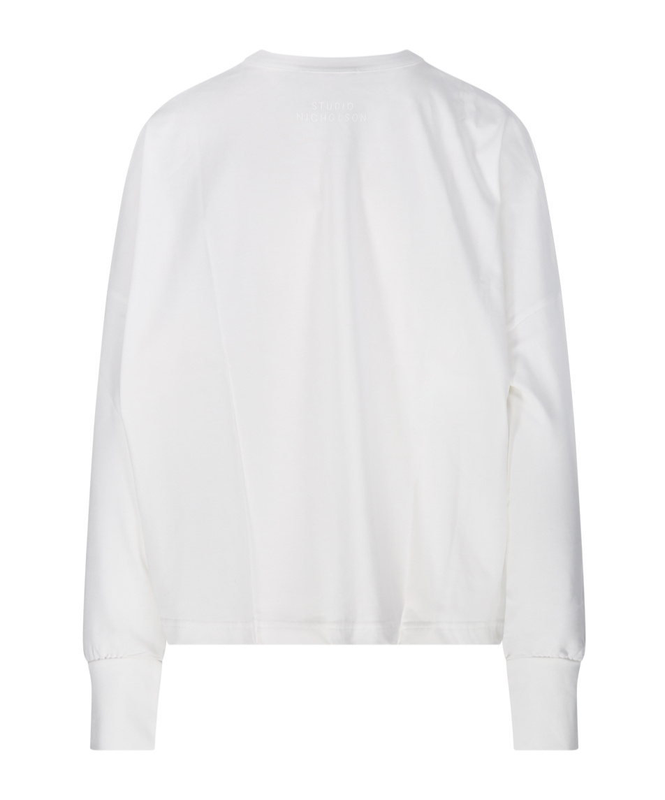 Studio Nicholson White Crewneck Long Sleeve T-shirt In White