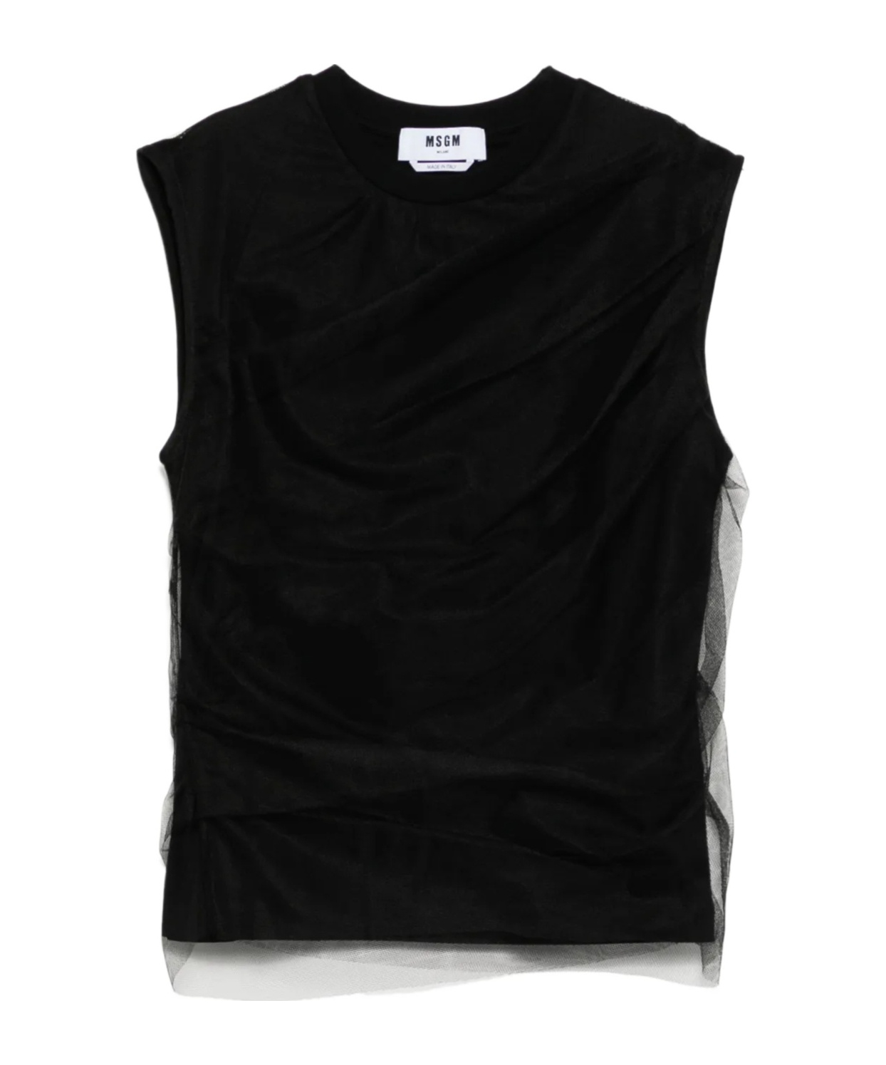 Msgm Mesh Detailing Top In Black