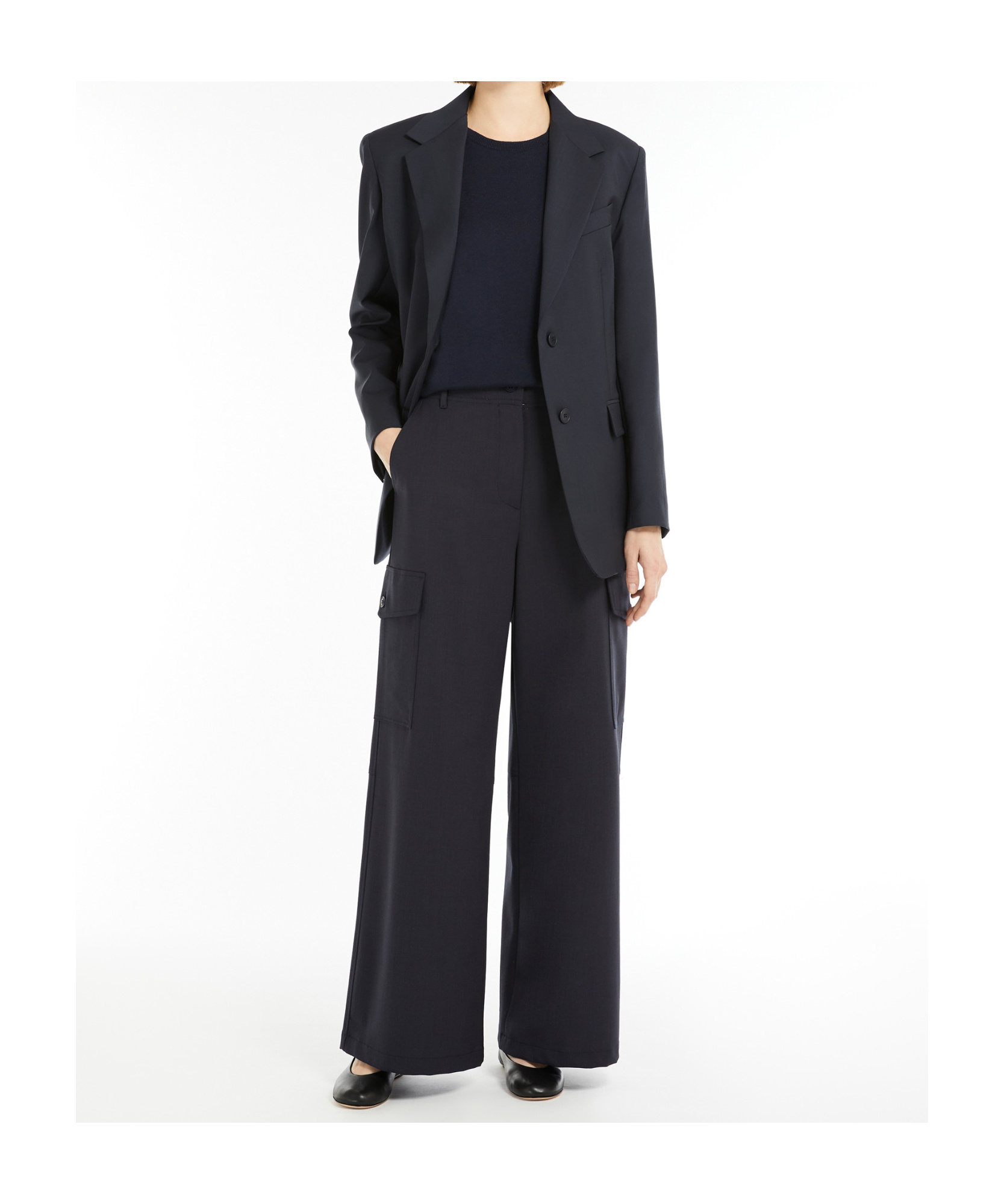 Weekend Max Mara Wool-blend Cargo Trousers In Black