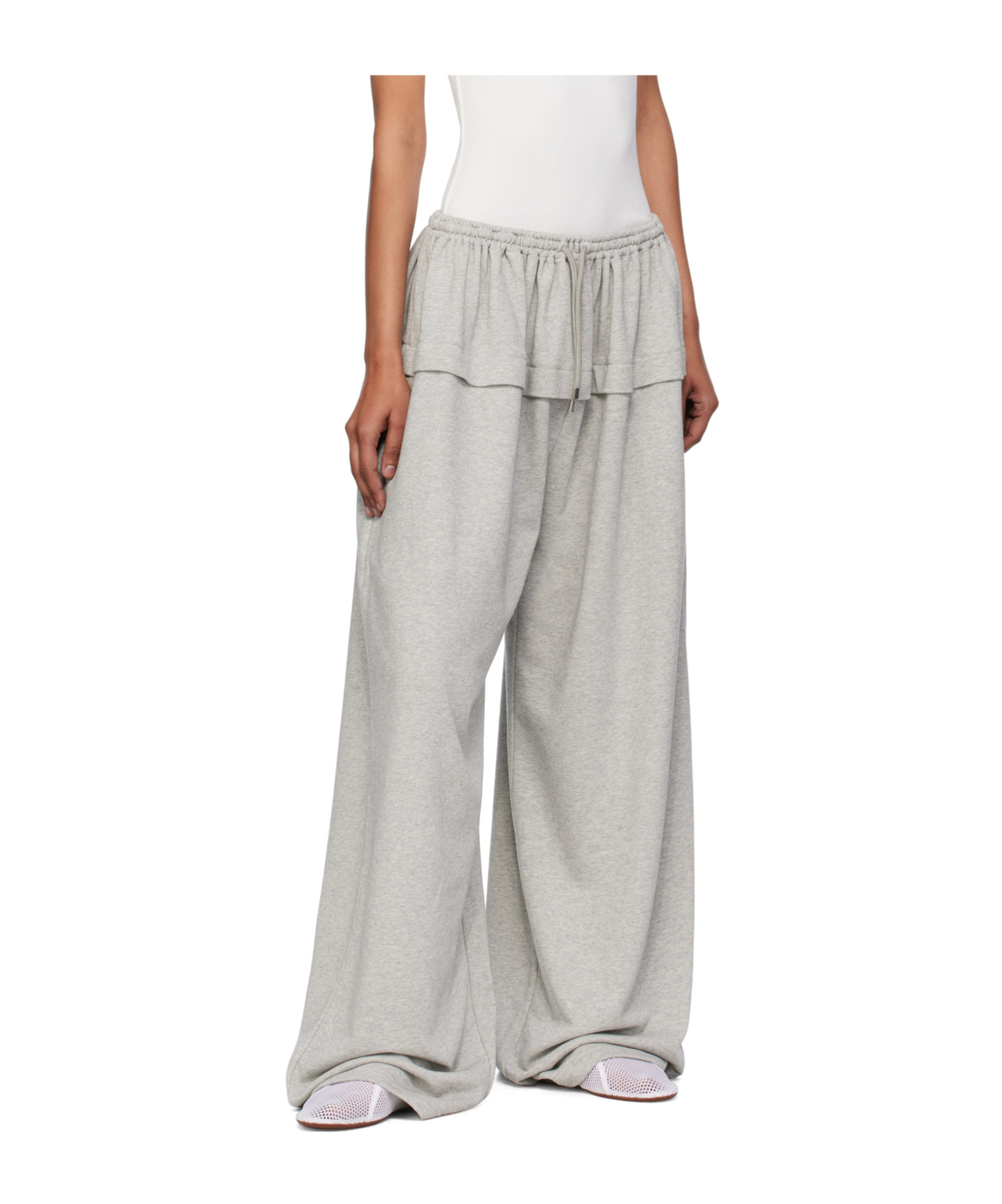 Alaïa Ruffled Cotton-blend Track Pants In Gray