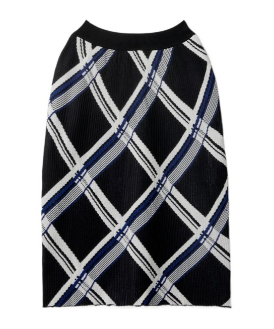 Shop Burberry Checked Silk Skirt In Black