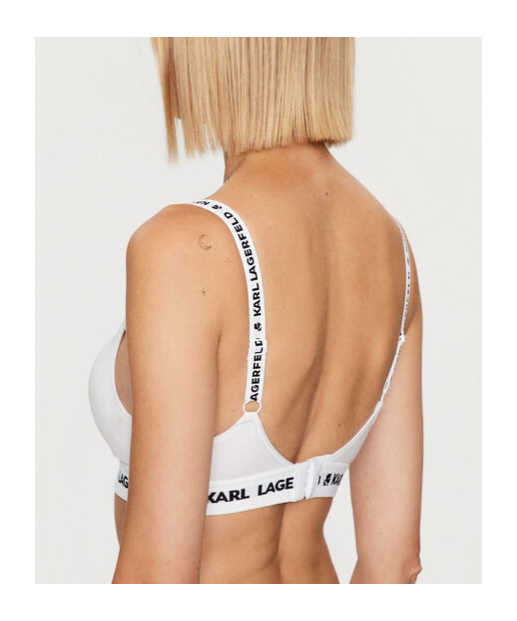 Shop Karl Lagerfeld Logo Padded Bra In White