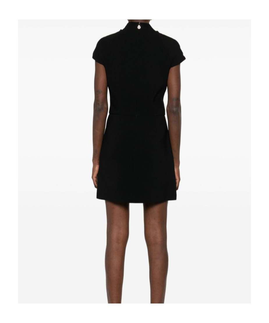 Versace Draped Knee Length Dress With Cap Sleeves In Black