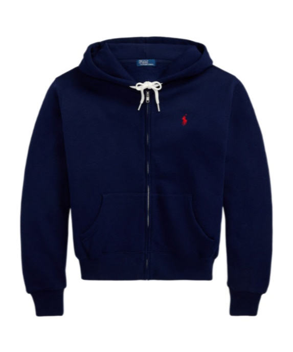Polo Ralph Lauren Zip-up Drawstring Hoodie In Blue