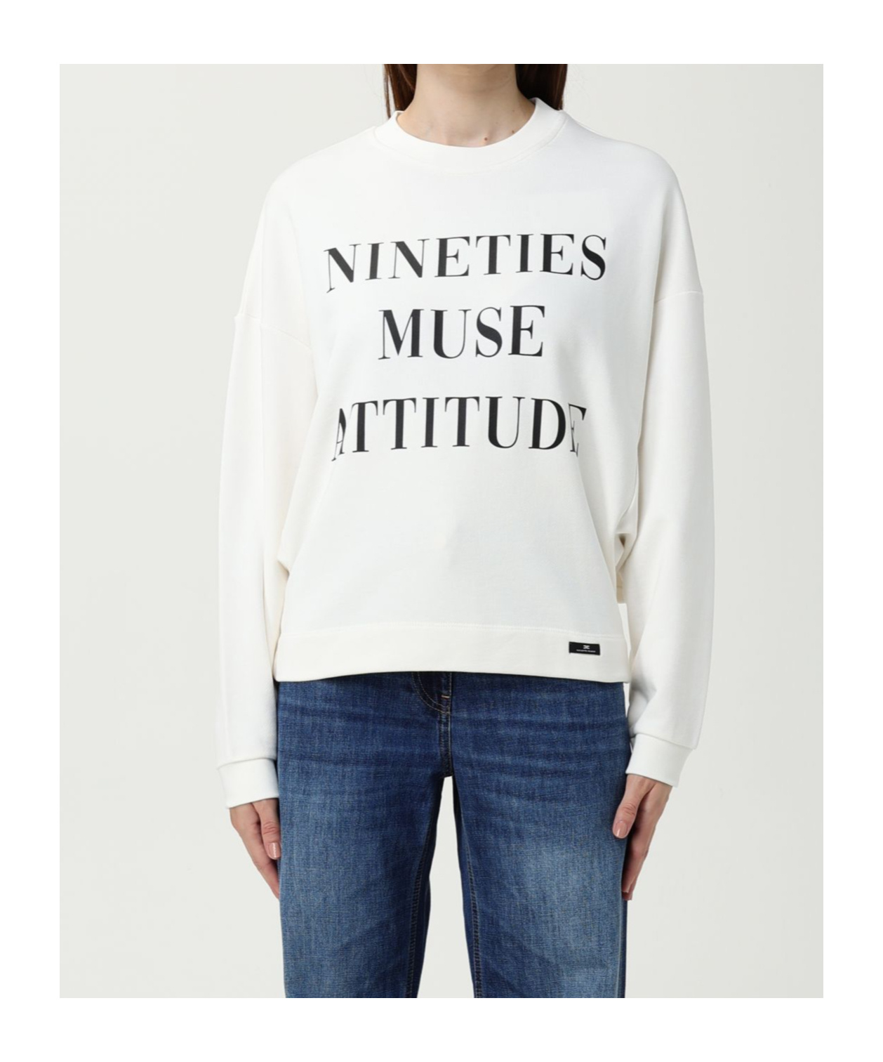 Elisabetta Franchi Oversized Sweatshirt With Bold Text Graphics In White